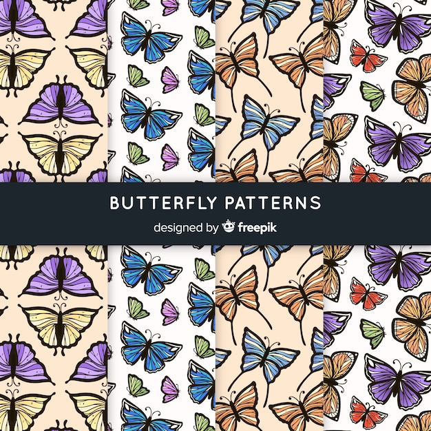 Free vector vintage butterfly pattern collection