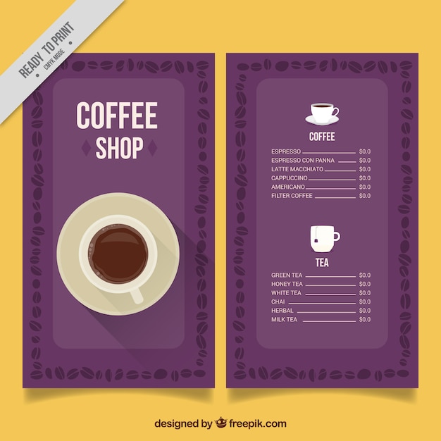 Free Vector vintage cafe menu in purple