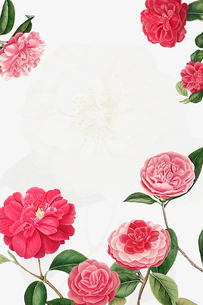 Free Vector vintage camellia frame vector