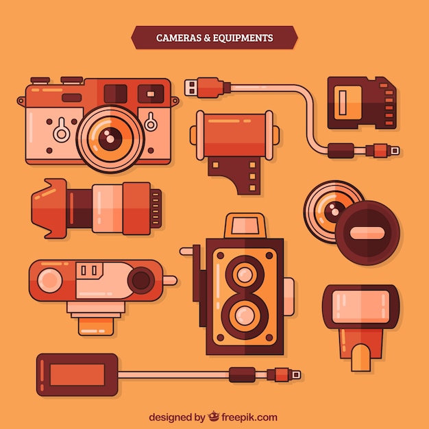 Free Vector vintage cameras and equipment