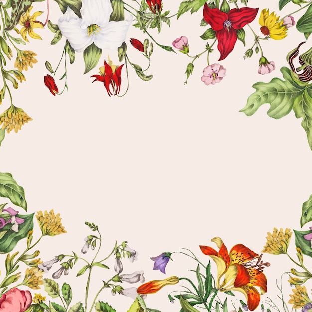 Free Vector vintage canadian wild flowers frame vector