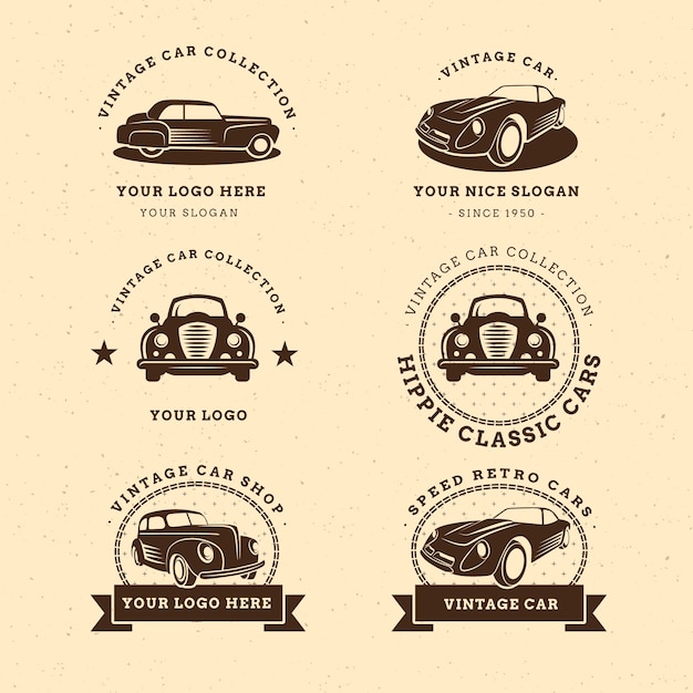 Free vector vintage car logo collection