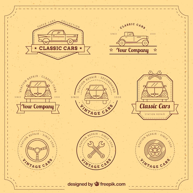 Free Vector vintage car logo collection