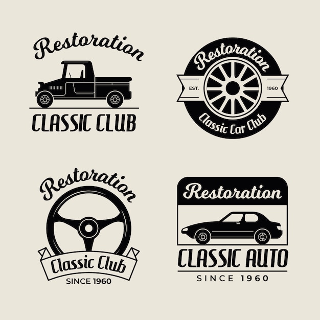 Free Vector vintage car logo collection