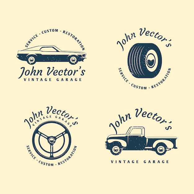 Free Vector vintage car logo collection