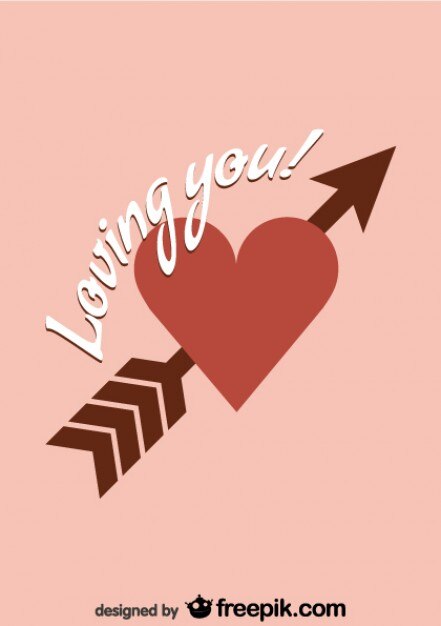 Free Vector vintage card design with loving you message