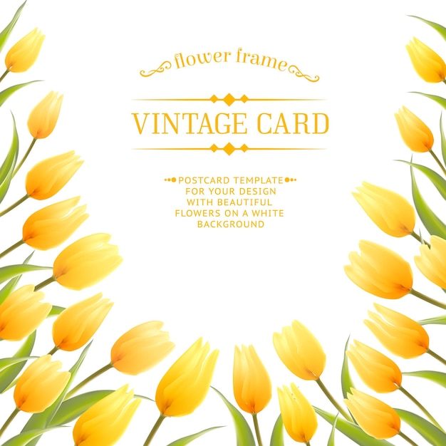 Free Vector vintage card with tulip spring flowers bouquet