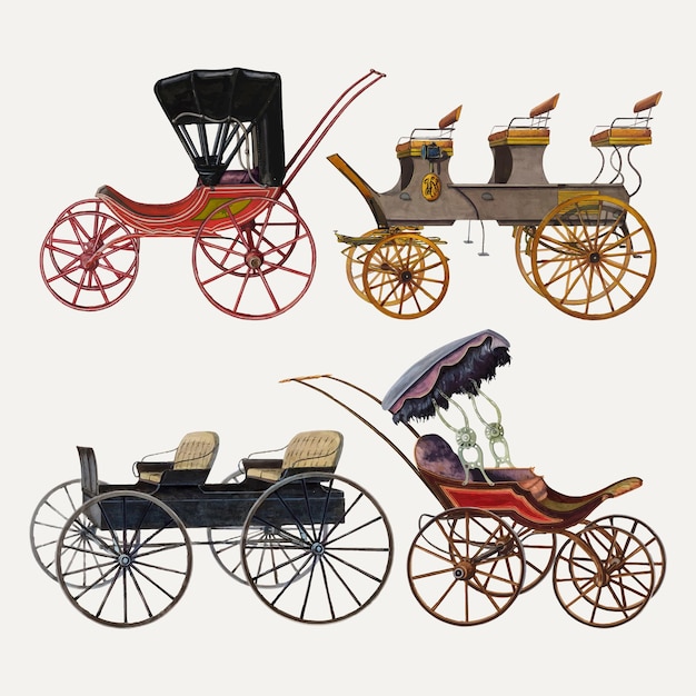 Free Vector vintage carriage vector illustration, remixed from public domain collection