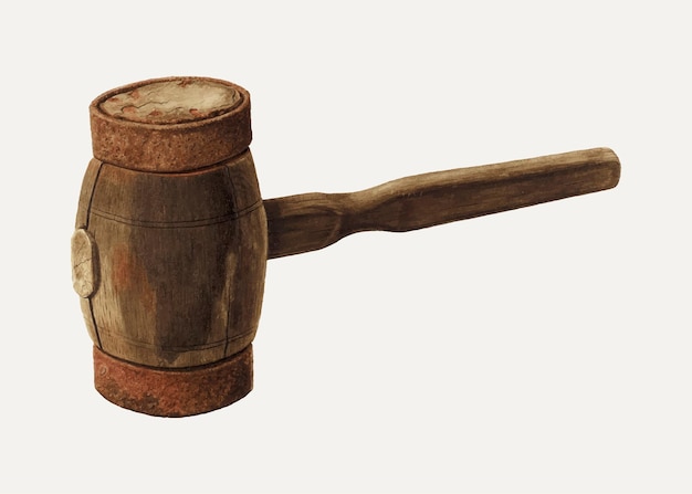 Free Vector vintage caulking mallet illustration, remixed from the artwork by eugene bartz