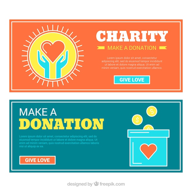 Free Vector vintage charity day banners