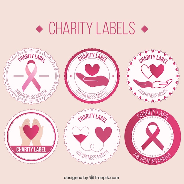 Free Vector vintage charity pink labels