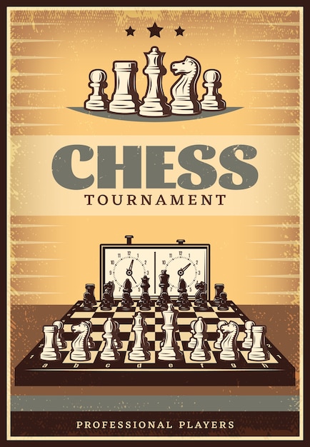 Free Vector vintage chess competition poster