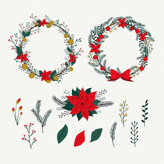 Free vector vintage christmas flower collection