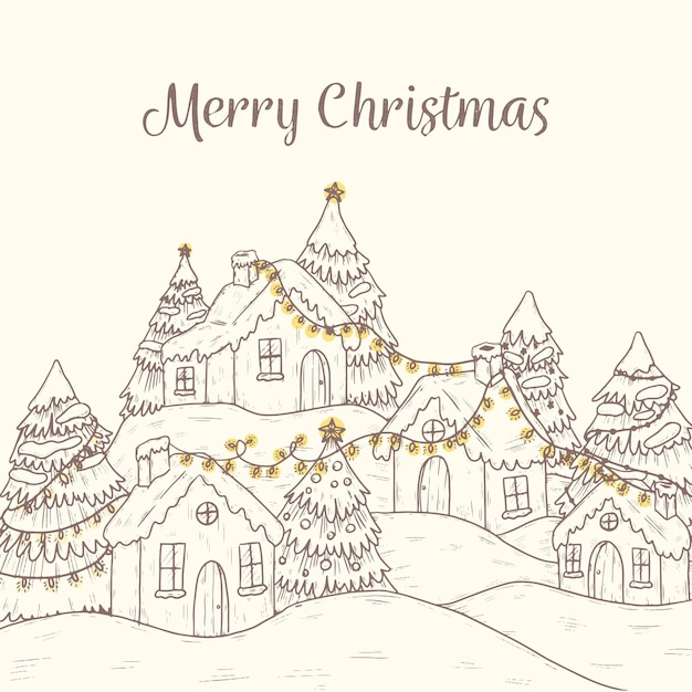 Free Vector vintage christmas town