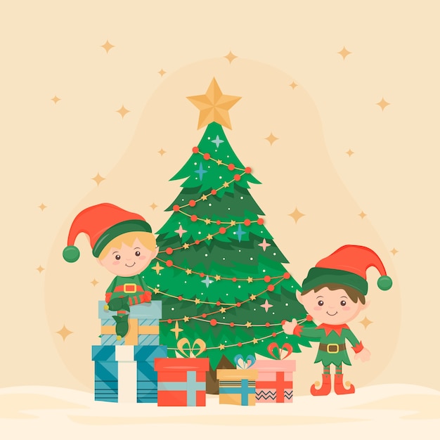 Free Vector vintage christmas tree tradition