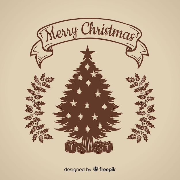 Free Vector vintage christmas tree