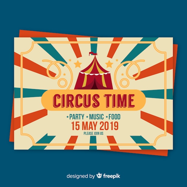 Free Vector vintage circus party invitation card template