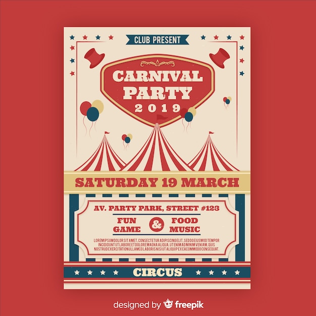 Vintage circus party invitation card