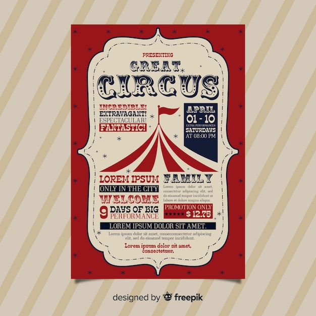 Free Vector vintage circus party invitation card