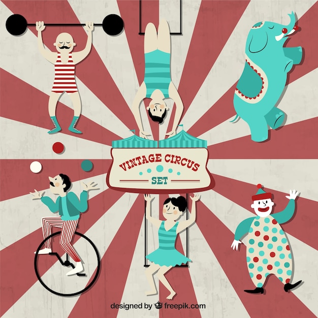 Free Vector vintage circus set