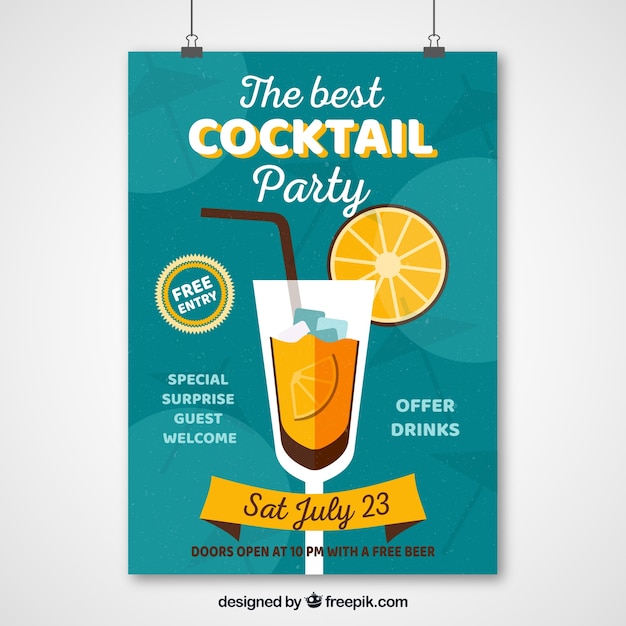 Free Vector vintage cocktail party poster