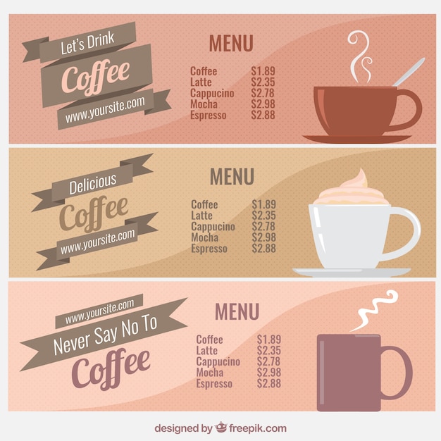 Free vector vintage coffee menus collection