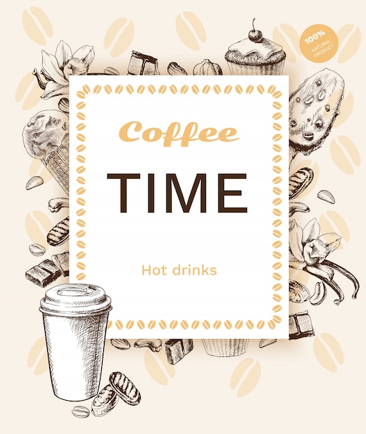 Free Vector vintage coffee poster