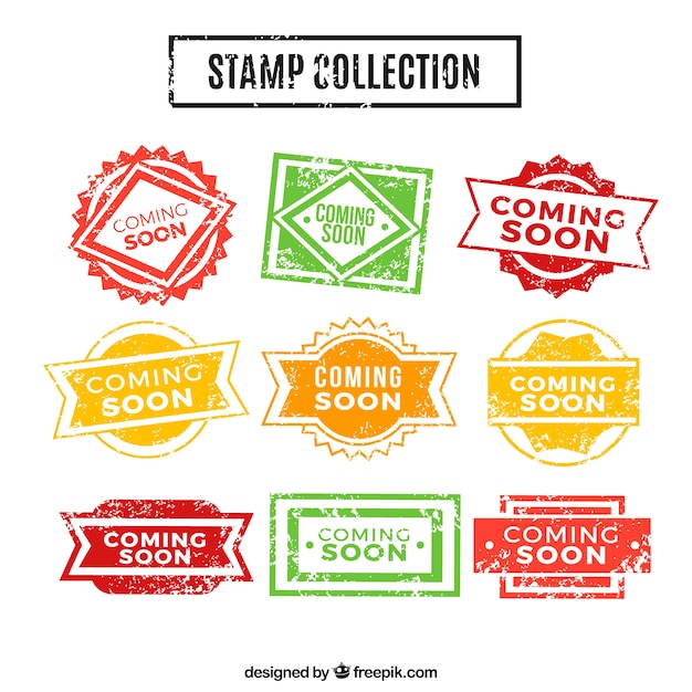 Free Vector vintage collection of coming soon stamps