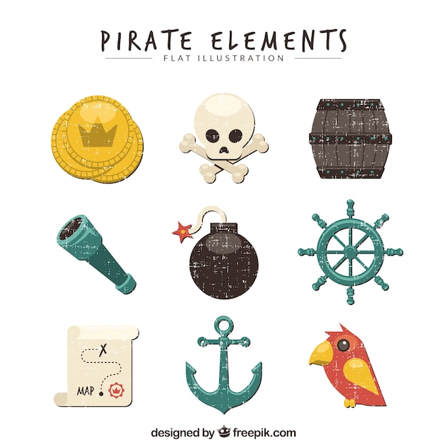 Free Vector vintage collection of pirate elements