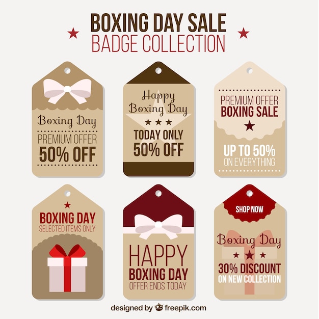 Free Vector vintage collection of sale labels for boxing day