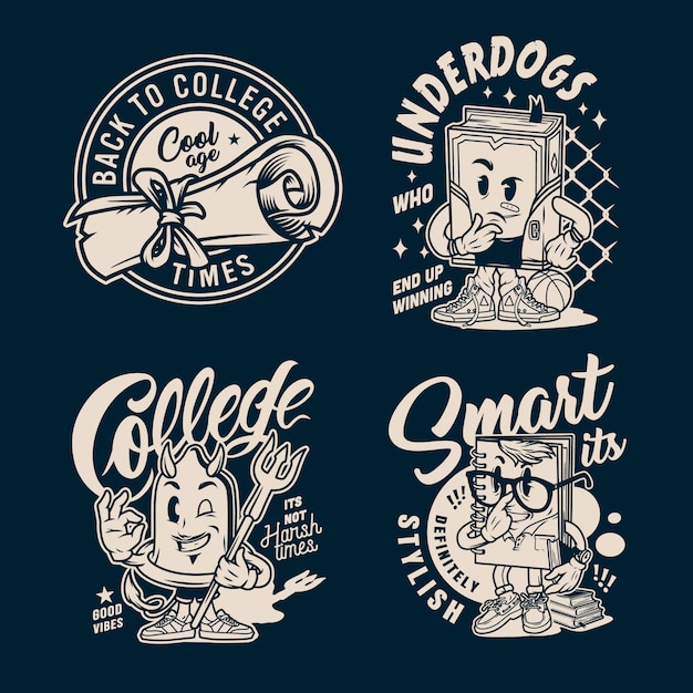 Free vector vintage college labels