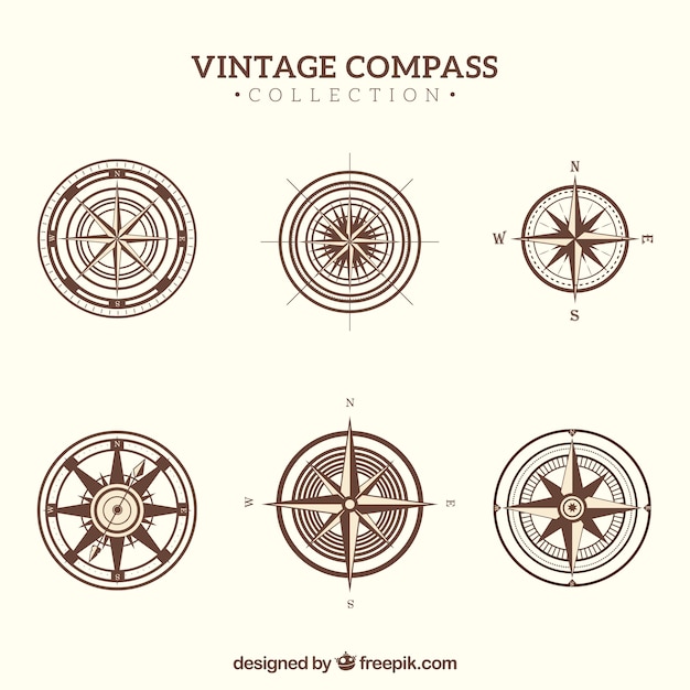 Free vector vintage compass collection