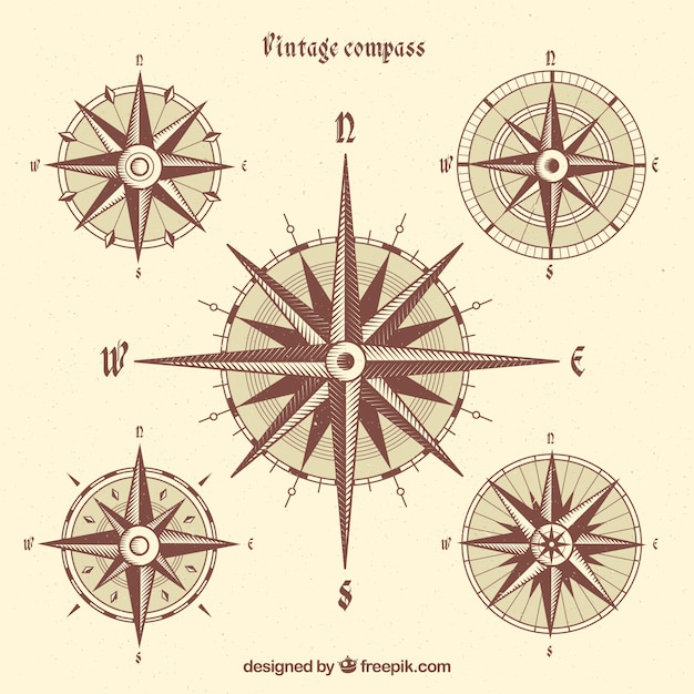 Free Vector vintage compass collection