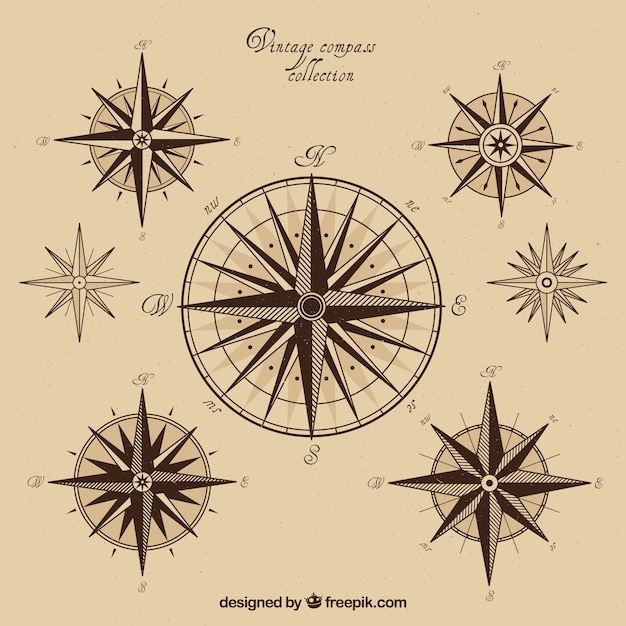 Free vector vintage compass collection