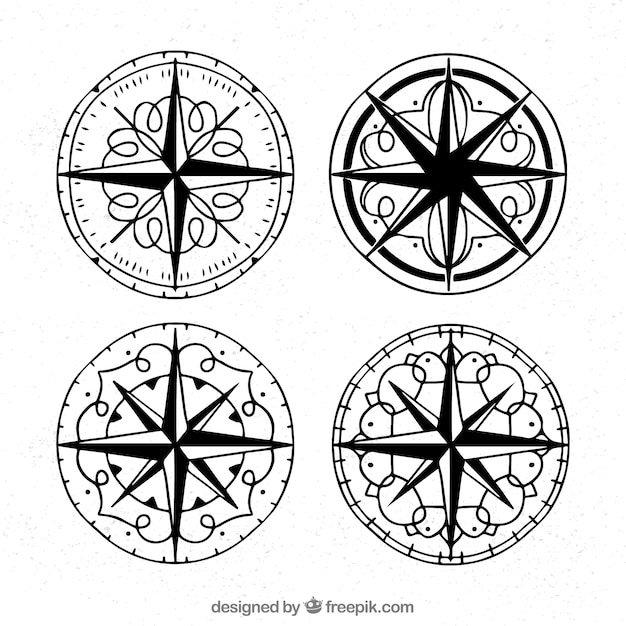 Free Vector vintage compass collection