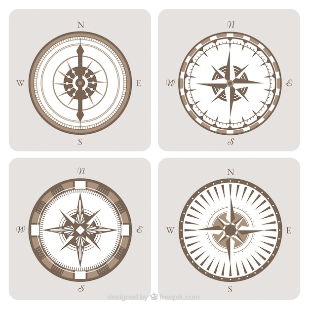 Free vector vintage compass collection