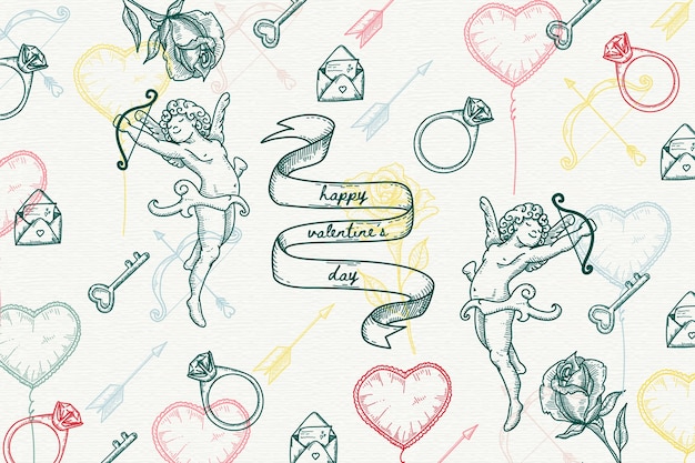 Free vector vintage concept with valentines day background