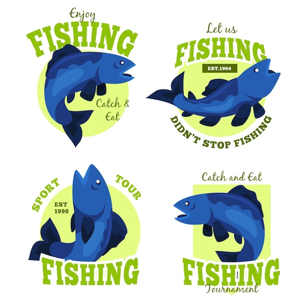 Free vector vintage detailed fishing badge collection