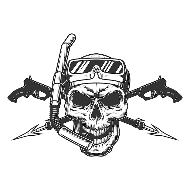 Free Vector vintage diver skull in scuba mask