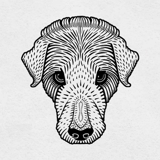 Free vector vintage dog black linocut hand drawn