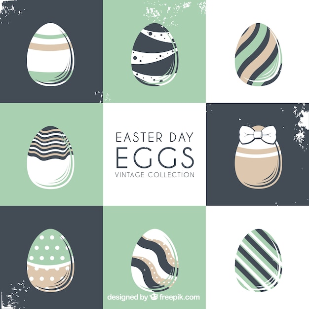 Free Vector vintage easter day eggs collection