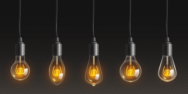 Free vector vintage edison bulb light with filament realistic