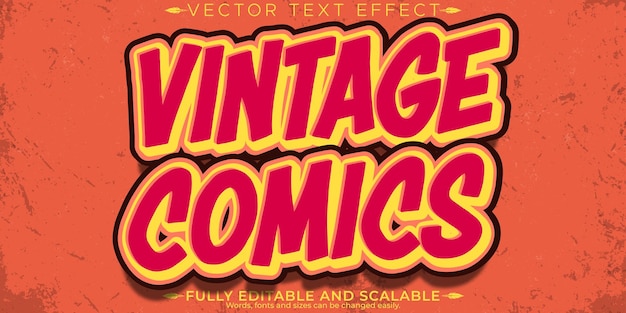 Free Vector vintage editable text effect editable comic and retro text style