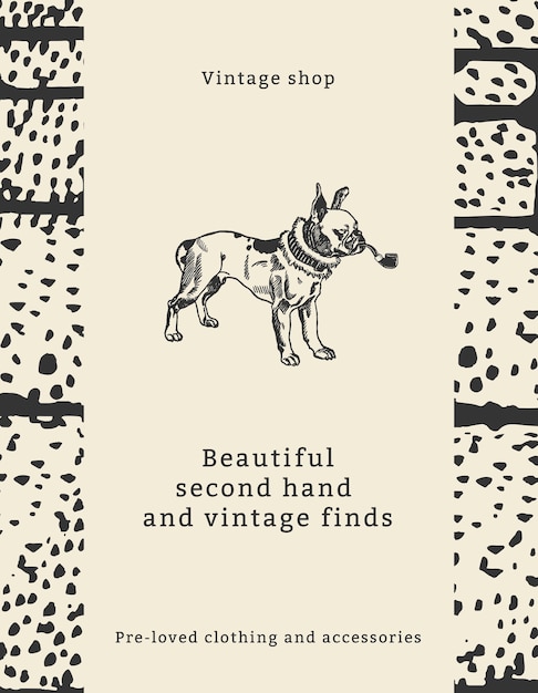 Free vector vintage fashion quote template for flyer with dog illustration, remixed from artworks by moriz jung