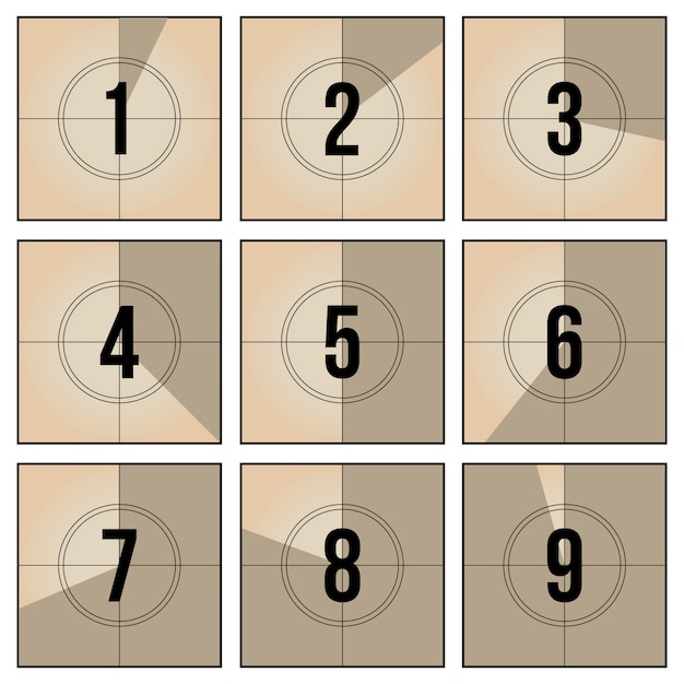 Free Vector vintage film frame countdown set