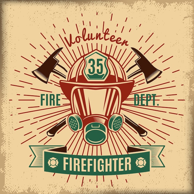 Free vector vintage firefighting label