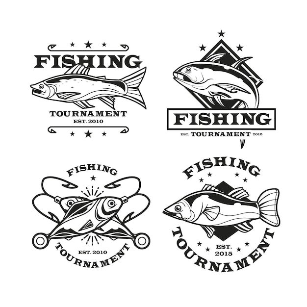 Free Vector vintage fishing badge set