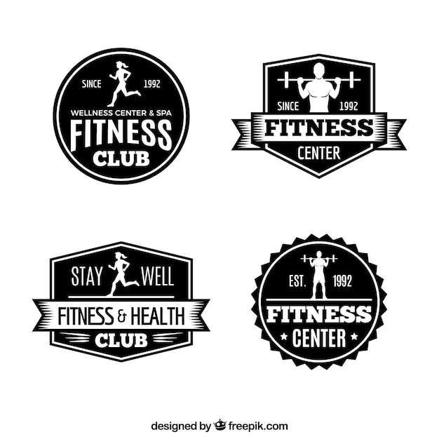 Free Vector vintage fitness label collection