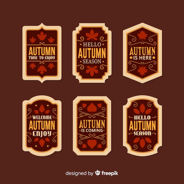 Free Vector vintage flat autumn label collection