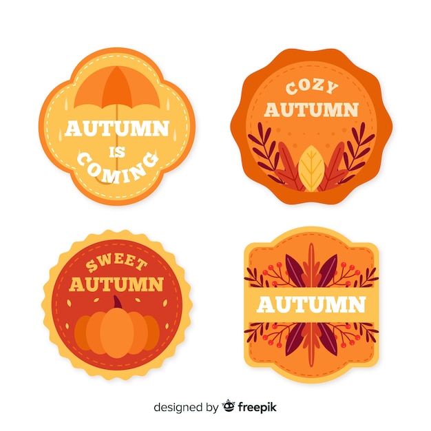 Free Vector vintage flat autumn label collection